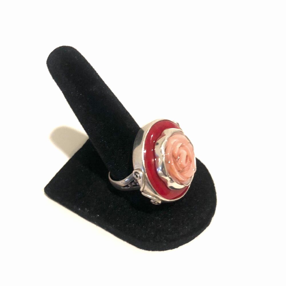 Vintage Sterling Silver 925 Rose Floral Statement Ring